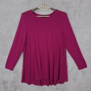Eileen Fisher Shirt Womens Large Pink Viscose Stretch Tunic Top Made USA